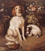 William Strutt Dogs with Flowers and game Sweden oil painting artist